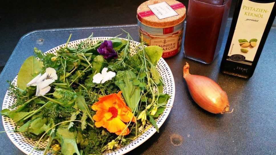 Wildkräuter Salat mit Himbeerdressing Wildkräuter Salat mit Himbeerdressing