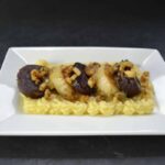 Blutwurst mit Jakobsmuscheln auf Pastinaken- Püree