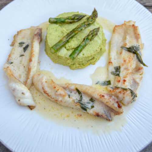 Seezunge Rezept mit Estragonsauce und Spargelflan