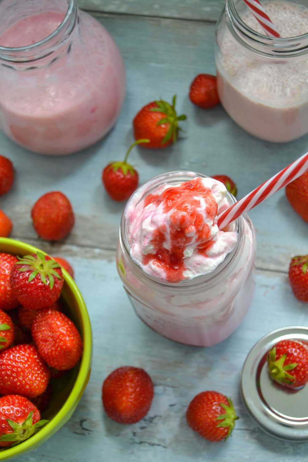 Erdbeermilch einen Milchshake selber machen - Kochen aus Liebe