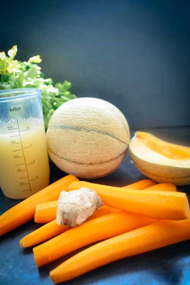 Melonensuppe kalte Suppe mit Möhre und Serano - Kochen aus Liebe