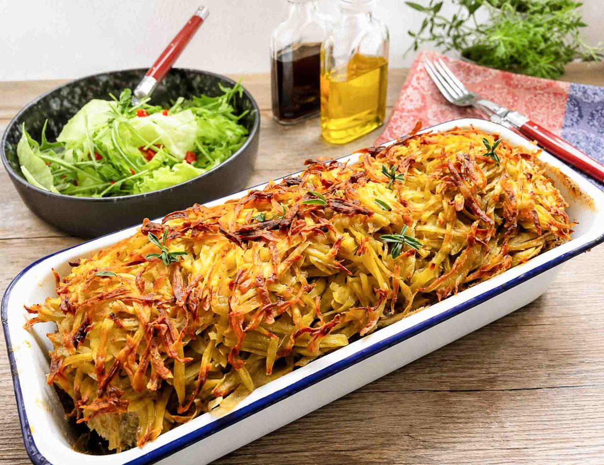 saftiger Hackbraten in Kastenform mit Kartoffelkruste