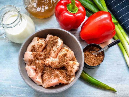 Zutaten Paprika Hähnchen mit Sahne