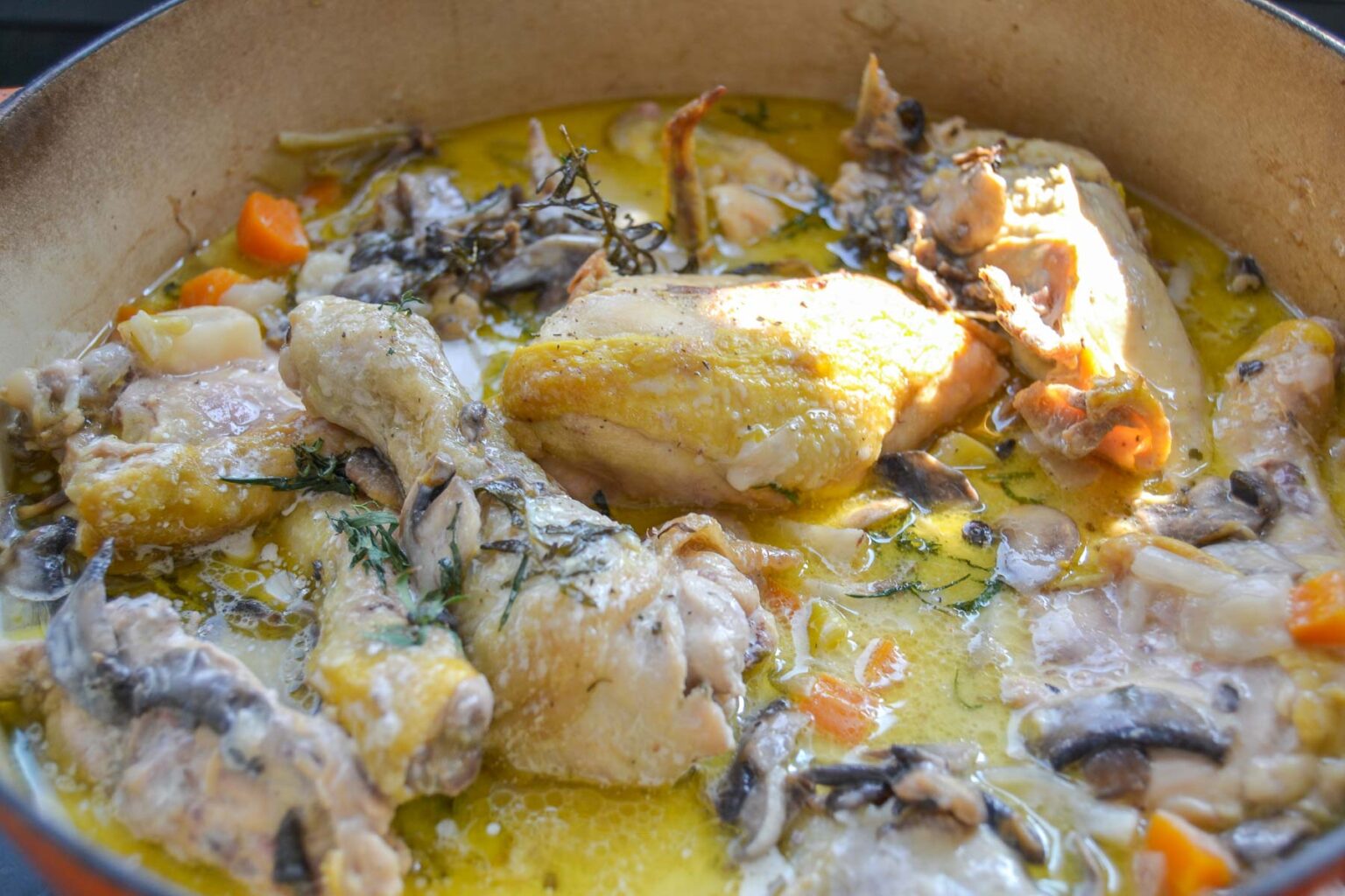 Elsässer Riesling-Huhn Coq au Riesling - Kochen aus Liebe