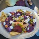 warmer Fenchelsalat Rezept mit rote bete, Ziegenkäse, Kartoffel und Walnüssen