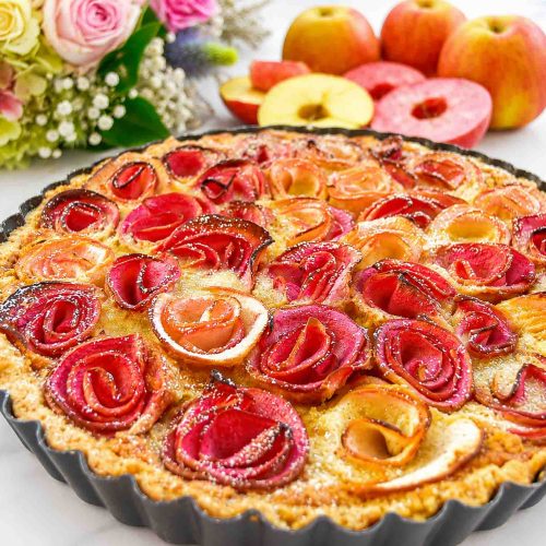 einfaches Apfelrosen Tarte Rezept mit Mandelcreme