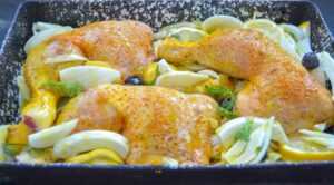 mariniertes Hähnchen mit Zitrone, Rosmarin und Gewürzen