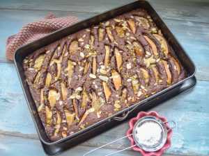 Schokoladen Birnenkuchen vom Blech