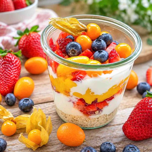 Haferflocken Rezept, Overnight Oats mit Beeren Früchten