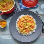 Putengeschnetzeltes mit Reis und Paprika