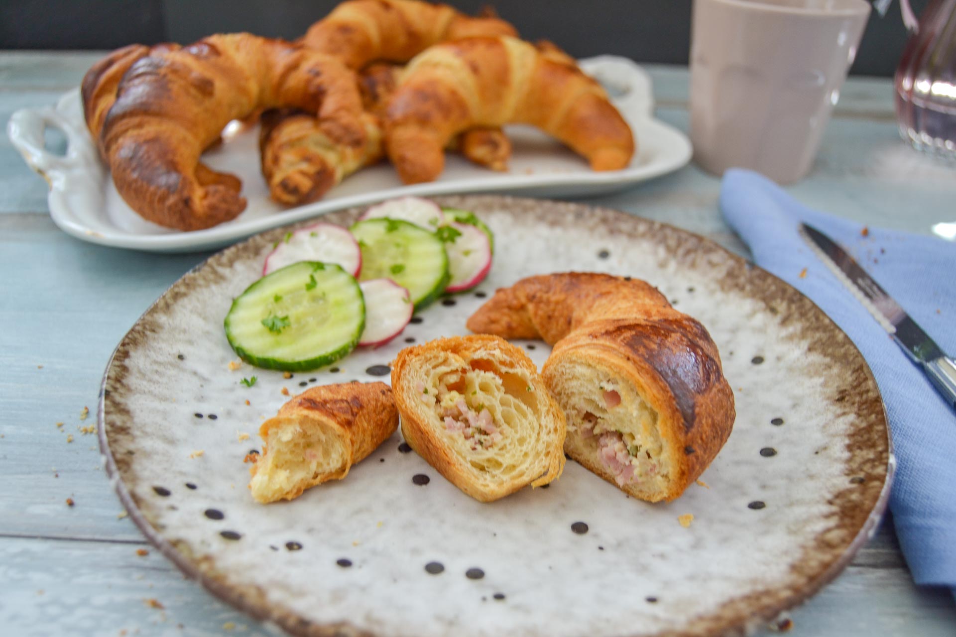 Schinkenhörnchen gefüllte Croissants - Kochen aus Liebe