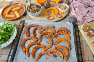 gebackene Kürbis Spalten