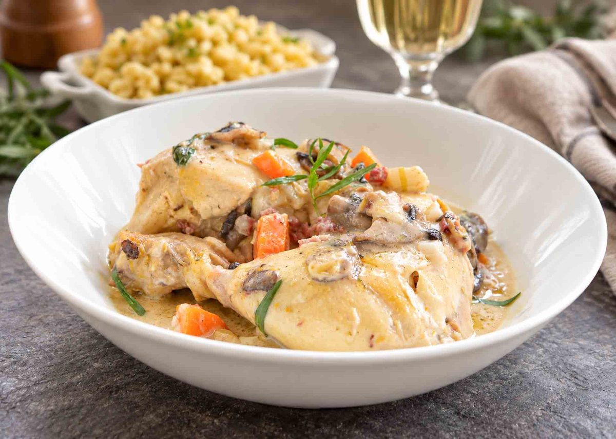 Elsässer Riesling Huhn Coq au Riesling