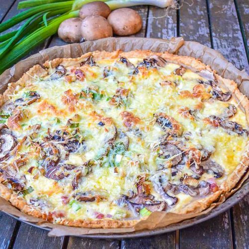 Herbstliche Quiche mit Pilzen Champignon Tarte