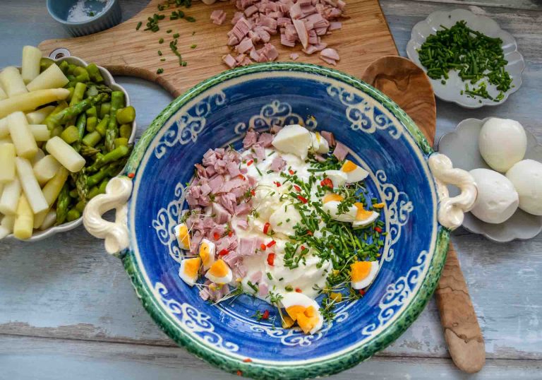 Spargelsalat mit Eier und Schinken - Kochen aus Liebe