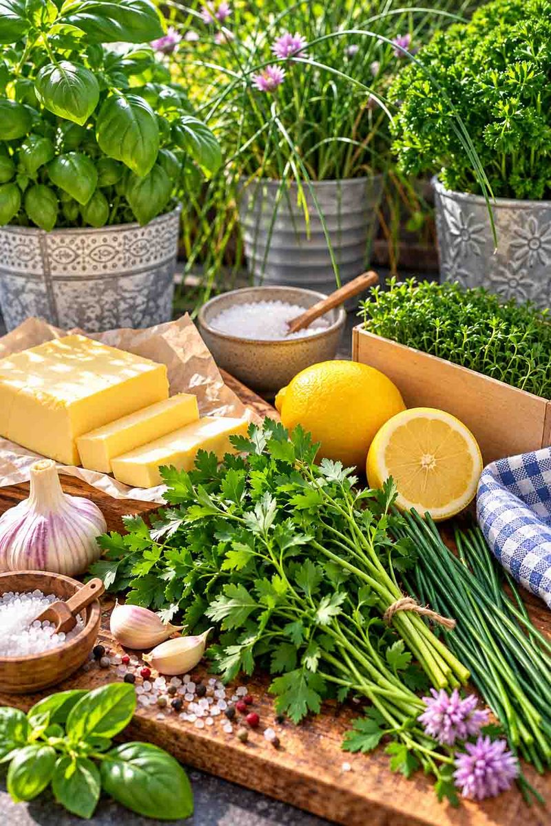 Zutaten für selbstgemachte Kräuterbutter