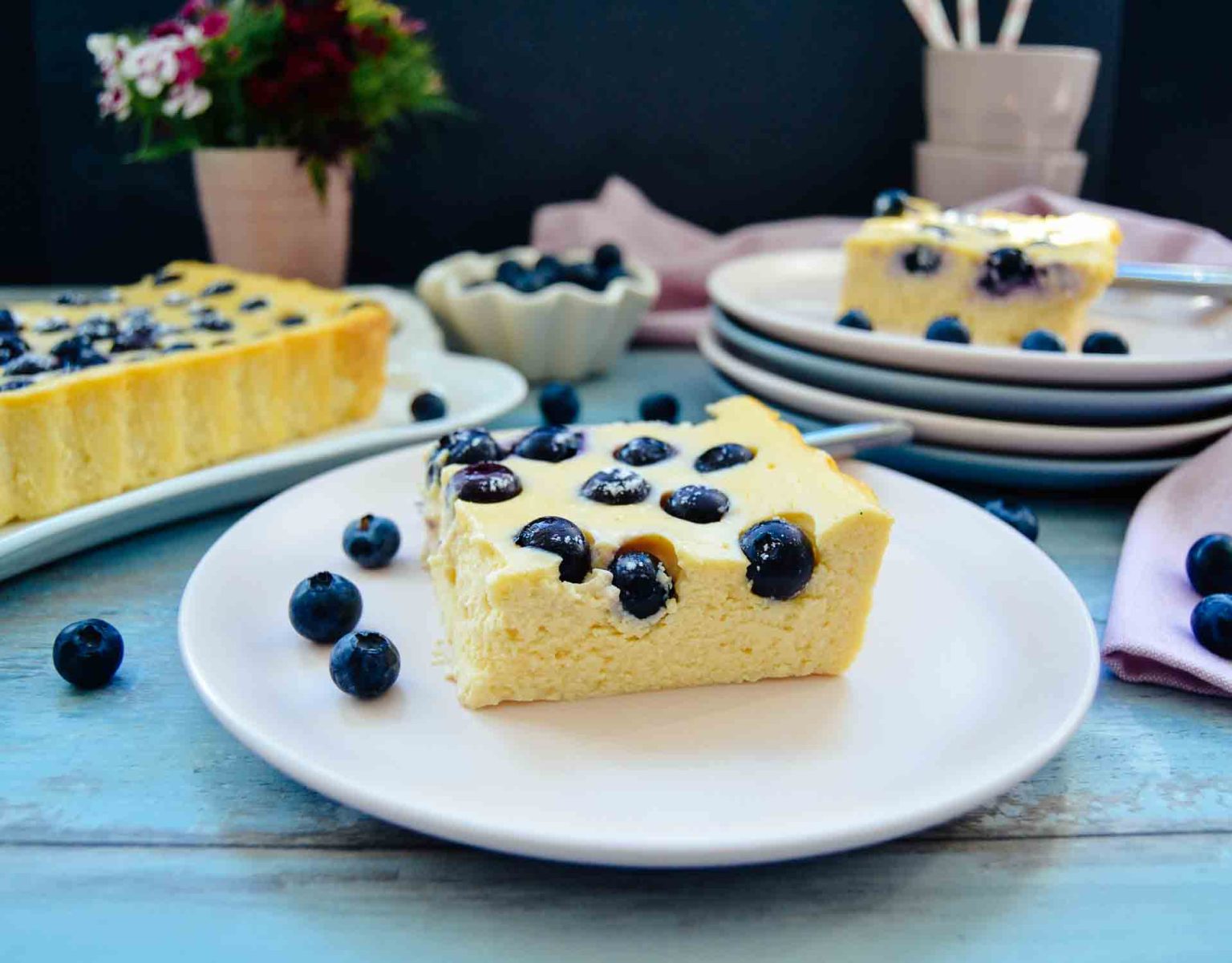 Blaubeer Quarkkuchen ohne Boden - Kochen aus Liebe