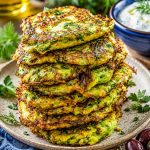Zucchinipuffer griechisch mit Feta, Minze und frischem Dill