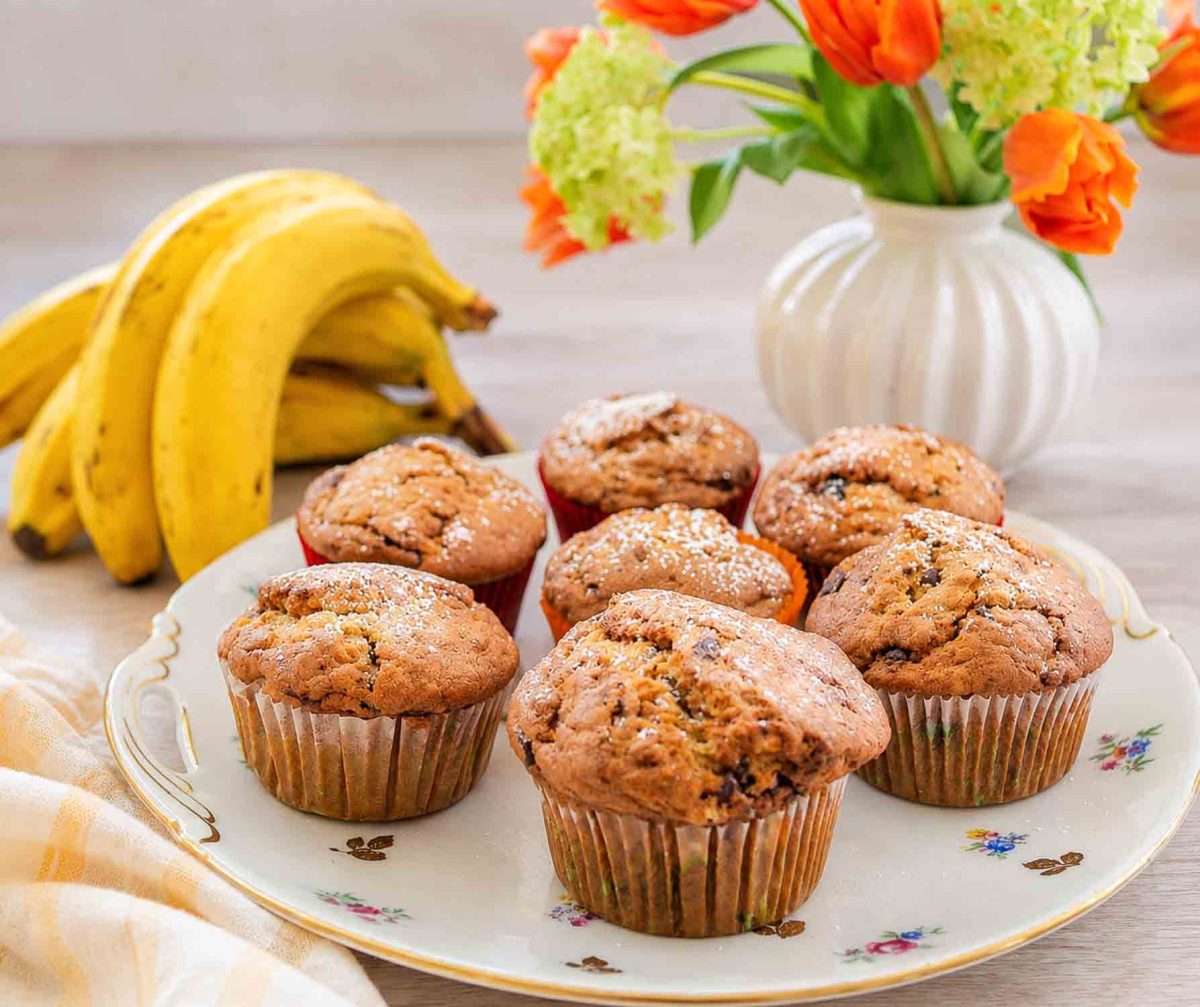 Schnelle Schoko Bananenmuffins