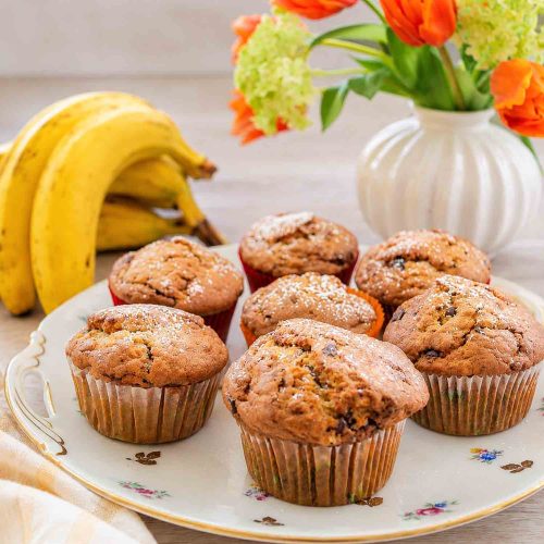 Schnelle Schoko Bananenmuffins