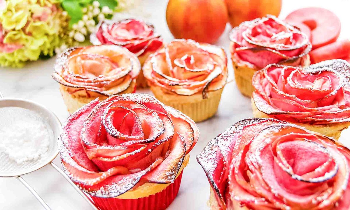 Apfelrosen Blätterteig Muffins