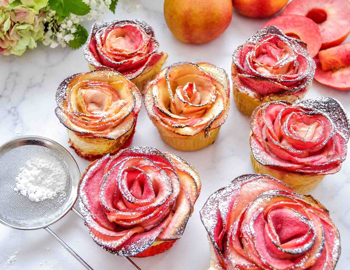 Apfelrosen Muffins mit Blätterteig kinderleicht gebacken