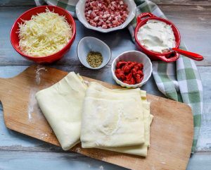 Zutaten Blätterteigschnecken mit Schinken und Käse