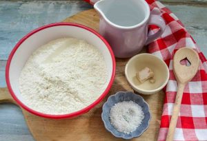 Zutaten Pizzateig, Mehl, Wasser, Salz und Hefe