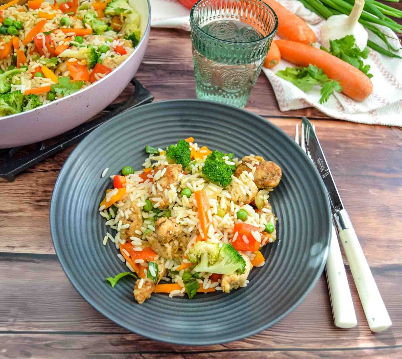 reis mit gemüse und hähnchen chefkoch