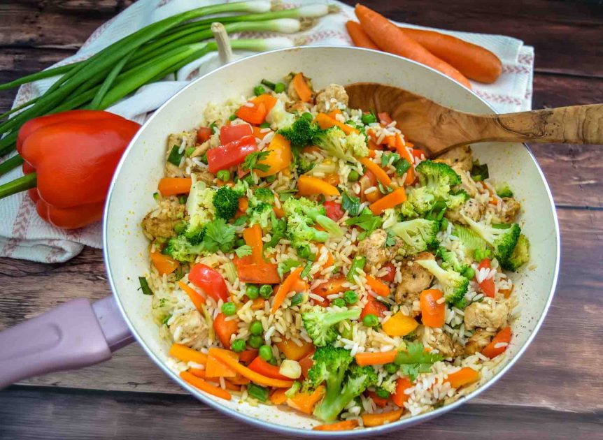 Hähnchen mit Reis und Gemüse - Kochen aus Liebe