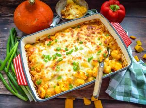 Gnocchi-Kürbis-Auflauf mit Käse überbacken
