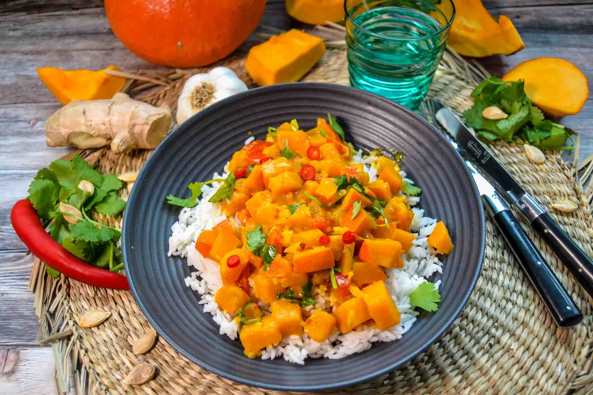 Kürbis Curry Rezept mit Kokosmilch - Kochen aus Liebe