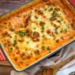 Gyrosauflauf überbacken mit Käse