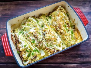 Spitzkohl aus dem Ofen mit Parmesansauce