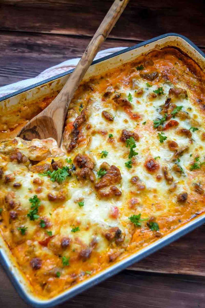 Gyrosauflauf überbacken mit Käse 