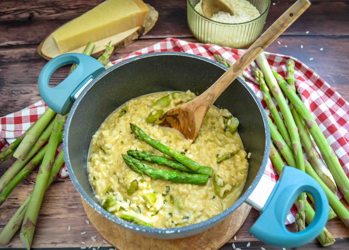 cremiges Spargelrisotto mit grünem Spargel