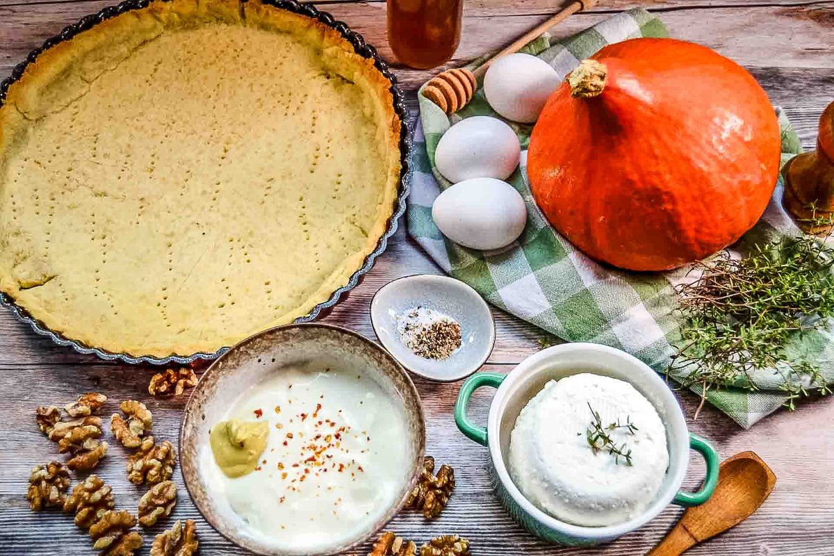Zutaten Kürbis Quiche Rezept