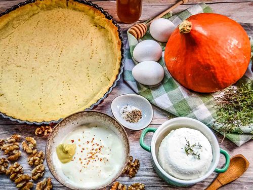 Zutaten Kürbis Quiche Rezept